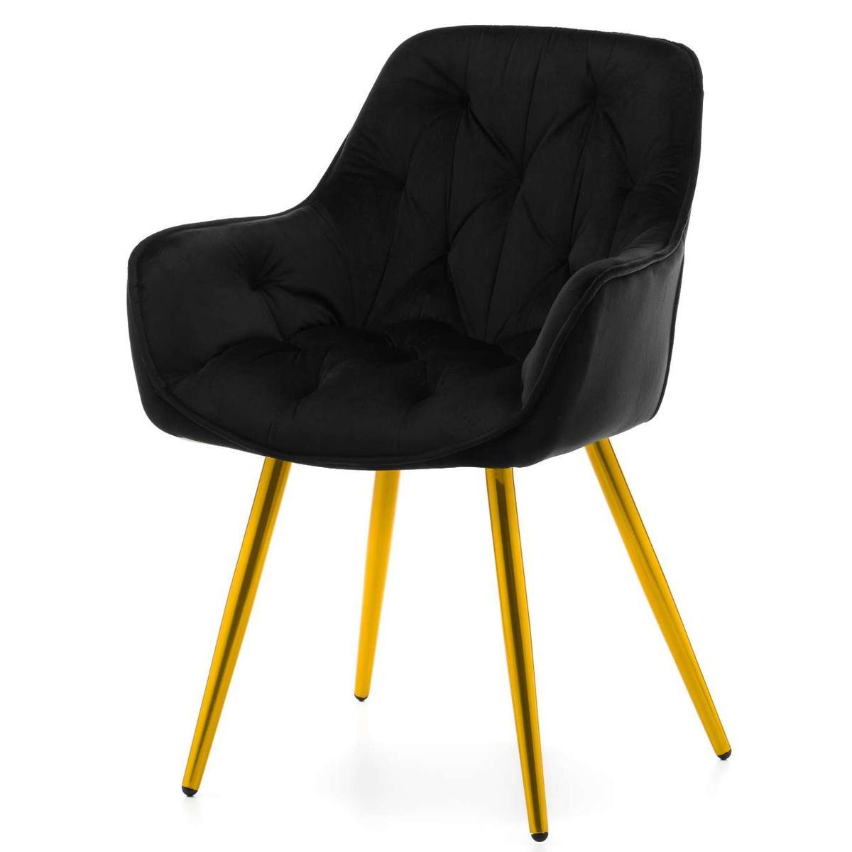 Krzesło SIENA czarne tapicerowane welurem złote nóżki do jadalni lub salonu  nr. 4
