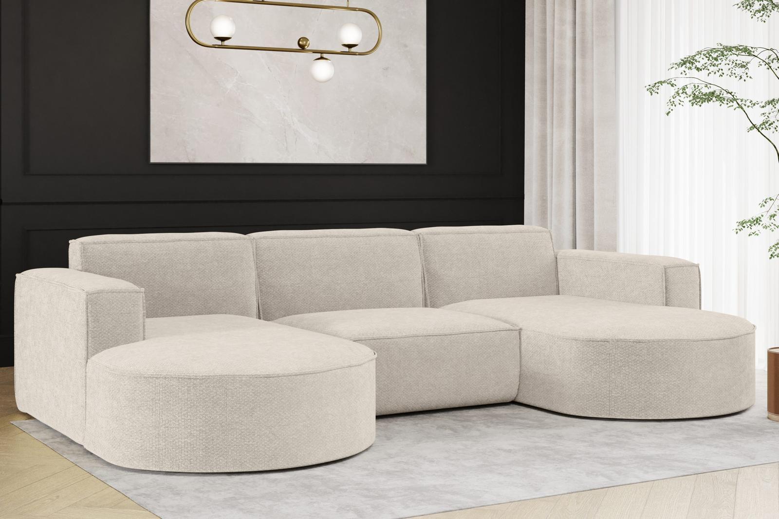 Sofa MODENA STUDIO 299x165x78 cm w kształcie U bez funkcji spania do salonu NORDIC beżowa 1 Full Screen