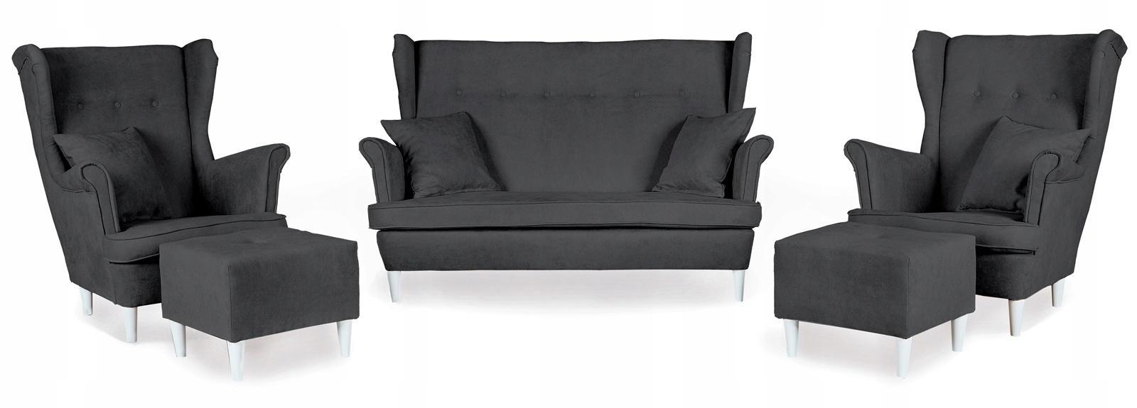 Zestaw wypoczynkowy mebli ARI 149x104x92 cm uszak sofa fotele pufy do salonu Enjoy ciemny grafit nr. 1