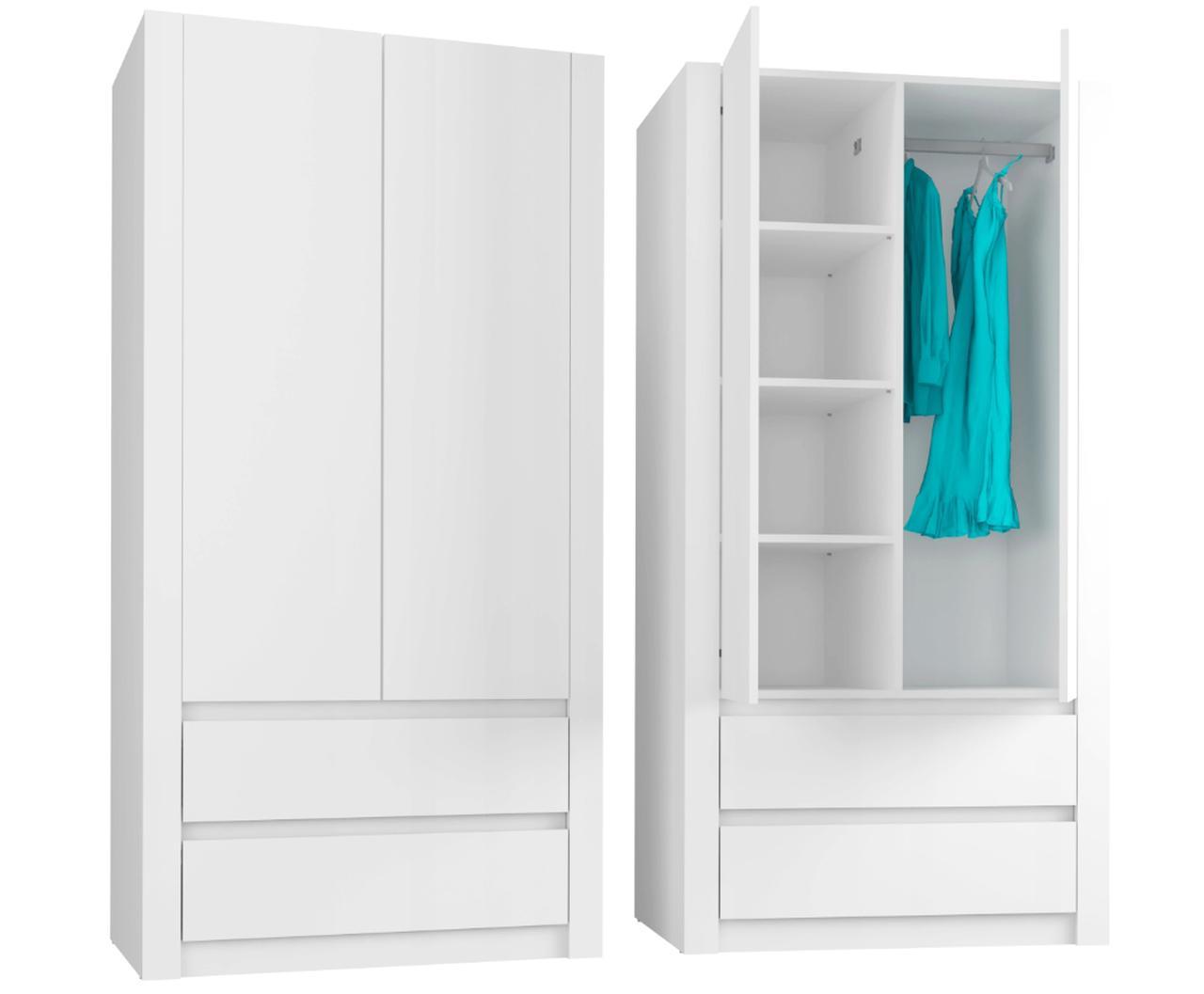 Szafa dwudrzwiowa MODERN 180x90 cm biała z dwoma szufladami do sypialni lub salonu 0 Full Screen