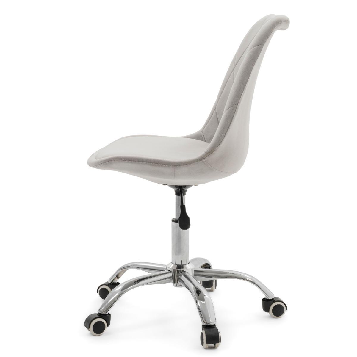 Krzesło do biurka DUBLIN biurowe krzesło obrotowe welurowe z poduszka do pokoju biura jasnoszare nr. 6