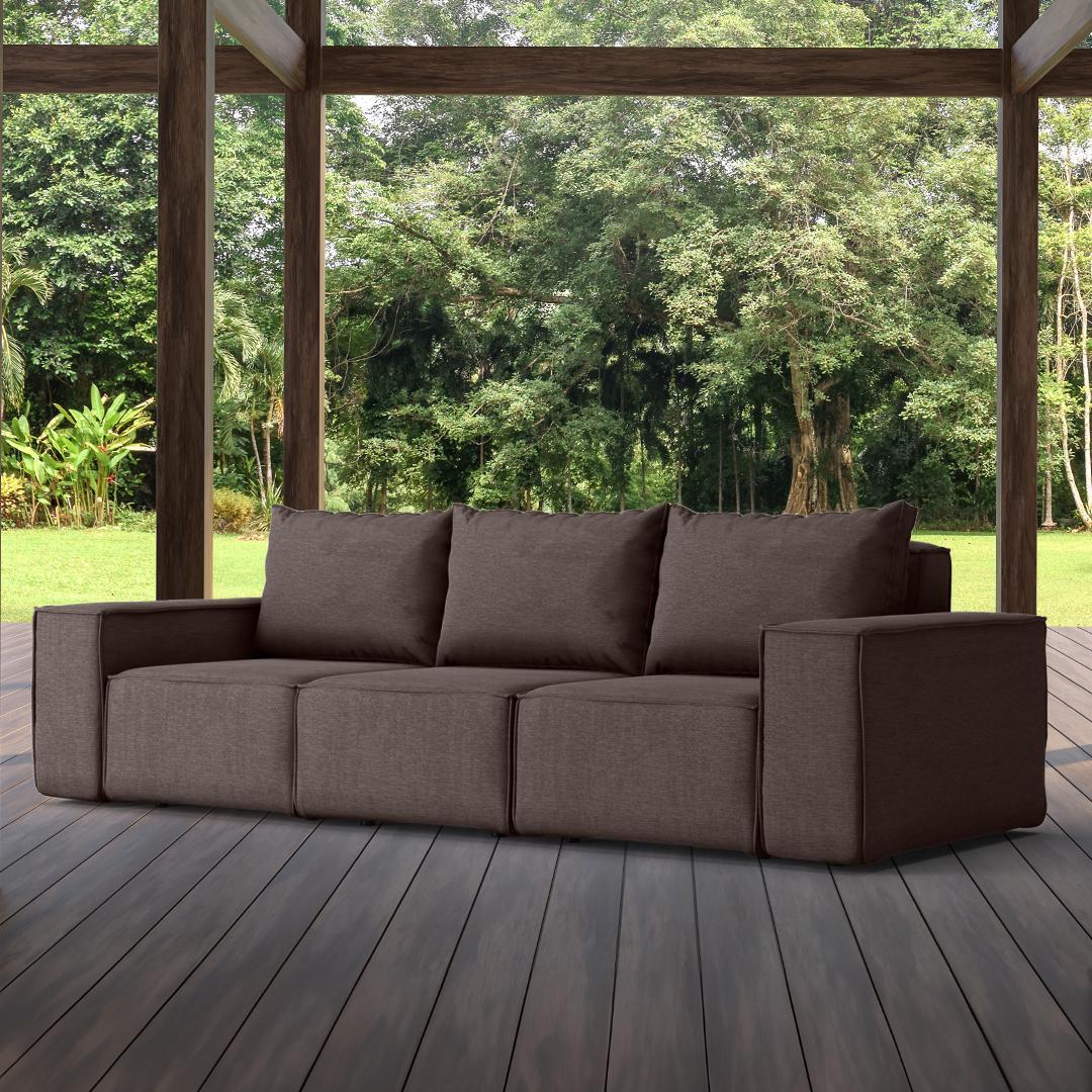 Sofa ogrodowa SONNE 245x88x73 cm 3 - osobowa wodoodporna na taras do ogrodu brązowa 1 Full Screen