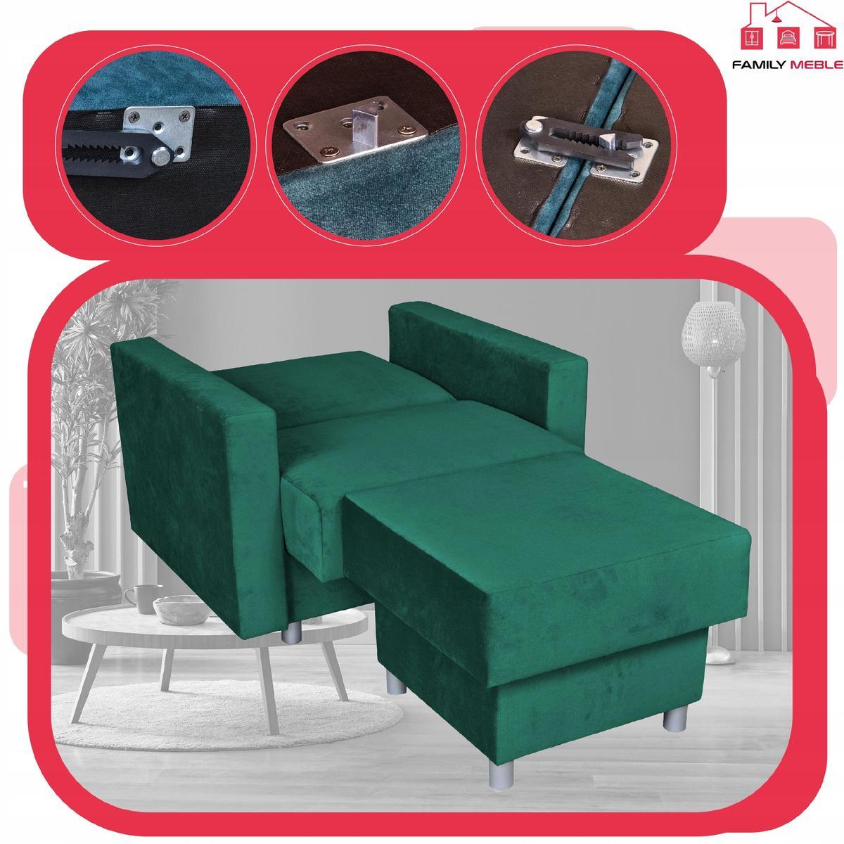 Zestaw wypoczynkowy kanapa fotele butelkowa zieleń 7 Full Screen