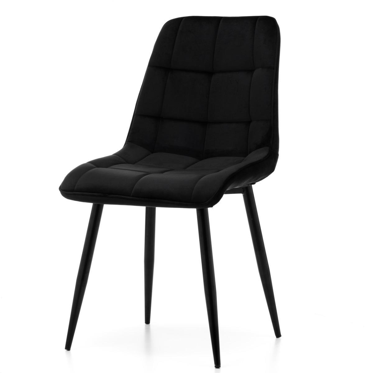 Krzesło CHIC czarne tapicerowane welurowe aksamit do jadalni lub salonu  nr. 4