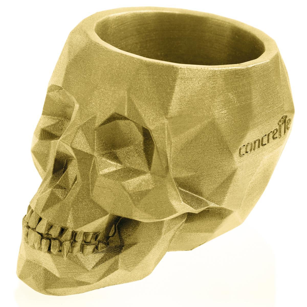 Doniczka betonowa Skull Low-Poly 7,6 cm | Klasyczne Złoto nr. 1