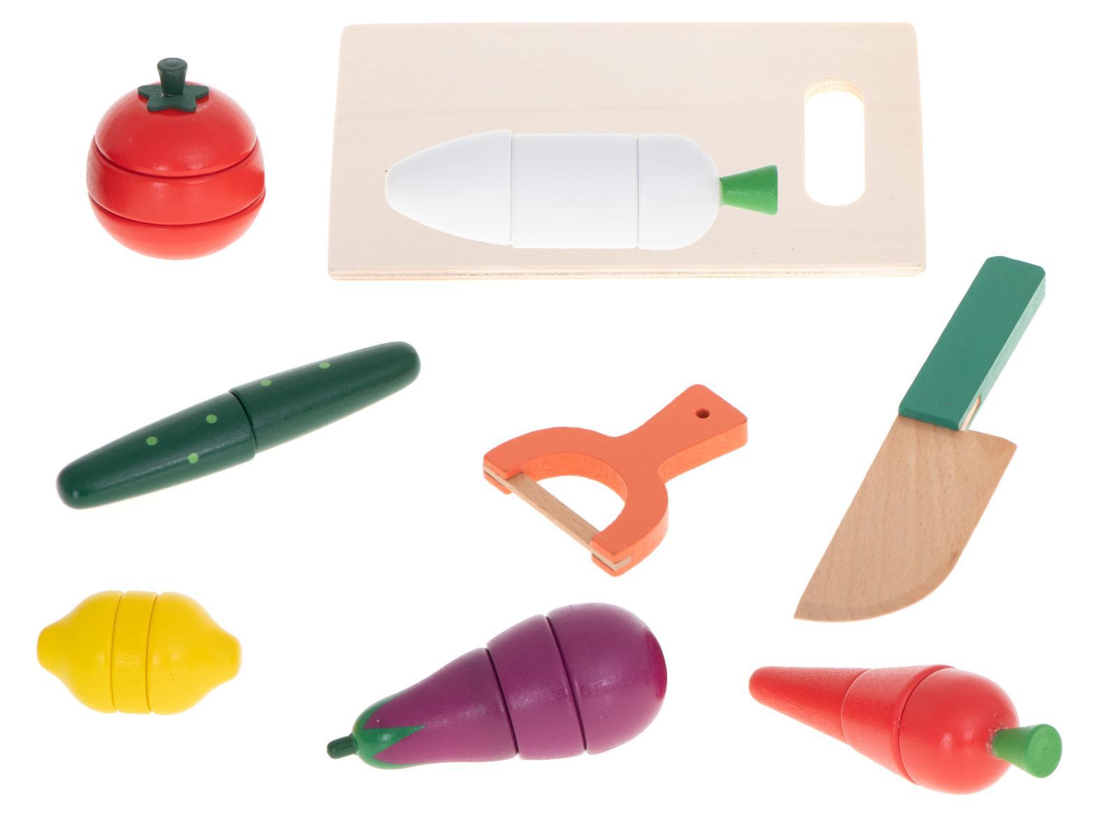 Warzywa drewniane do krojenia na magnes w skrzynce + akcesoria zabawka dla dzieci 25x10x15.5cm nr. 6
