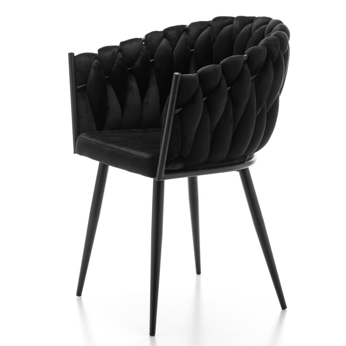 Krzesło LATINA czarne welurowe glamour do jadalni lub salonu 4 Full Screen