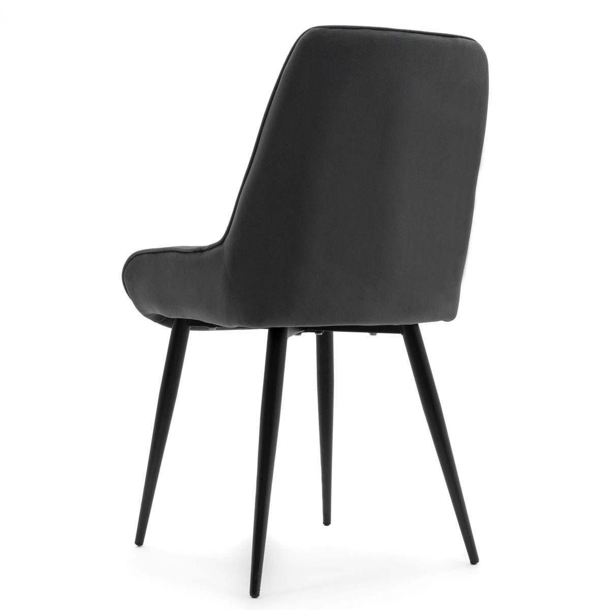 Krzesło LUCA szare tapicerowane welurem czarne nóżki do jadalni lub salonu 6 Full Screen