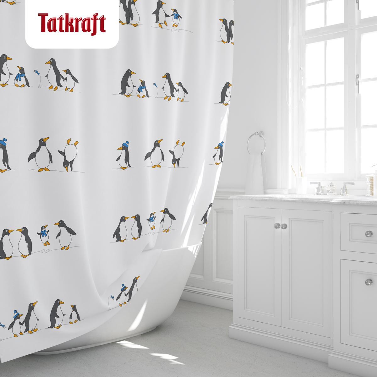 Tatkraft Penguins tekstylna zasłona prysznicowa 5 Full Screen