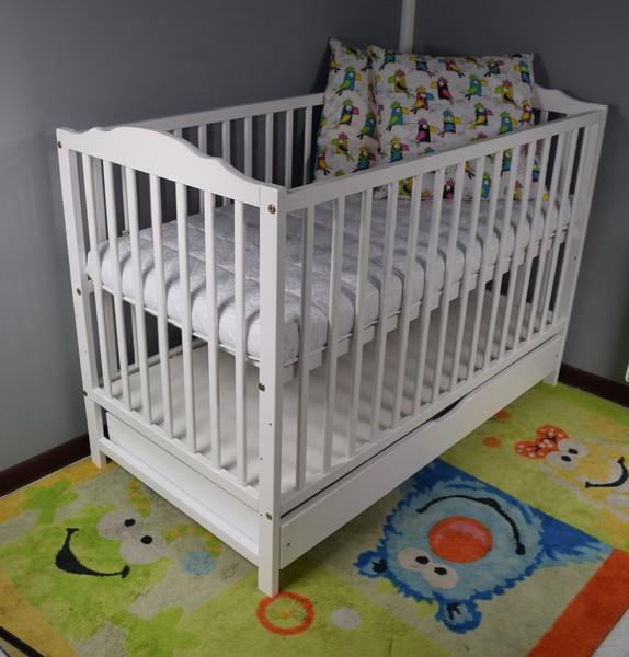 Łóżeczko dla niemowląt 120x60 cm białe wyjmowane 3 szczebelki do pokoju dziecka  1 Full Screen