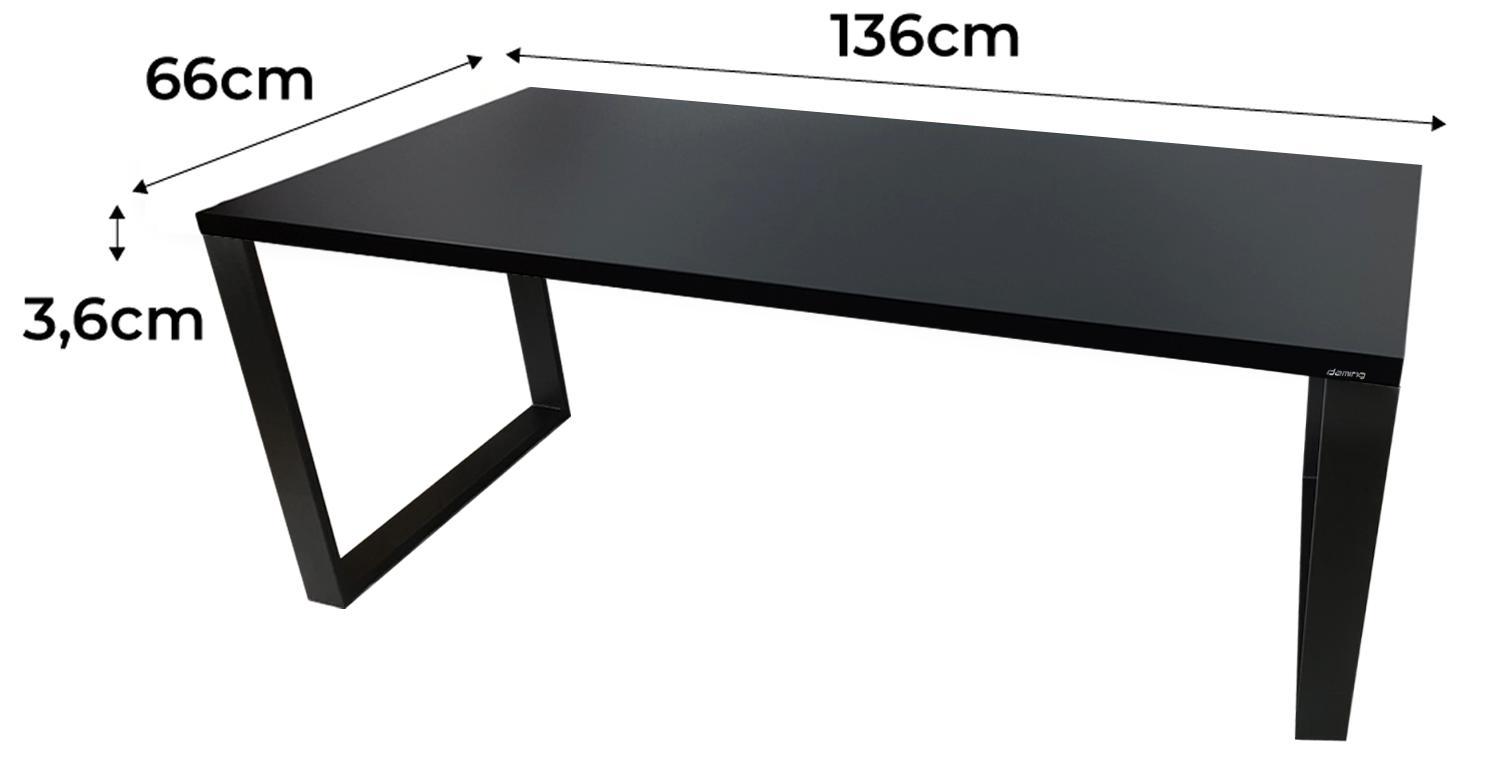 Biurko gamingowe 136x66x3.6 cm czarne loftowe stół stabilne do pokoju gracza nr. 2
