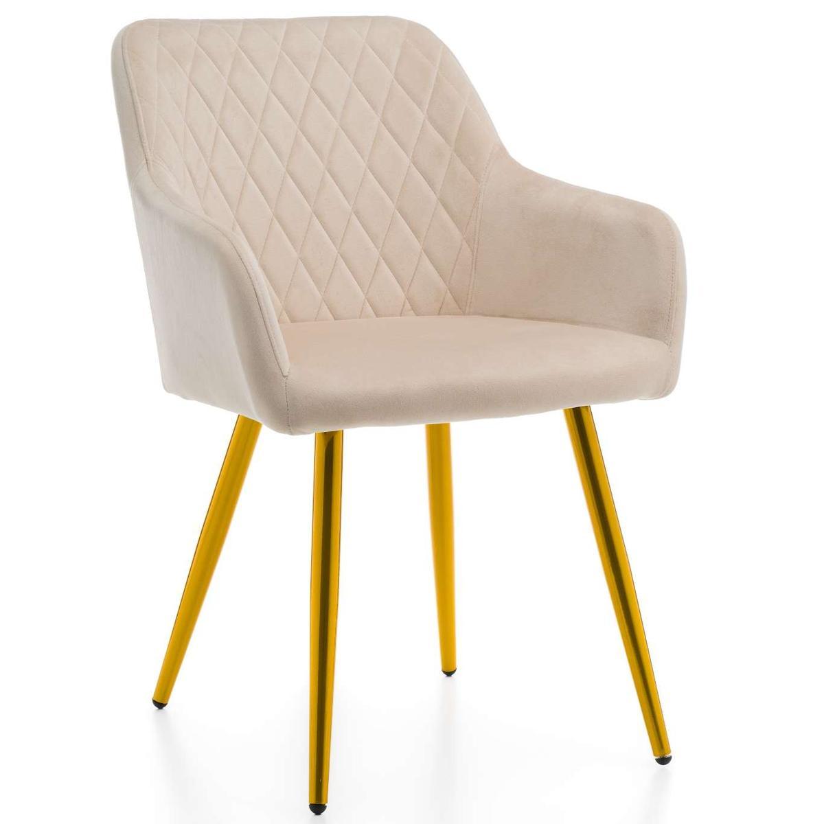 Krzesło TODI beżowe welurowe złote nóżki nowoczesne do jadalni lub salonu  nr. 1