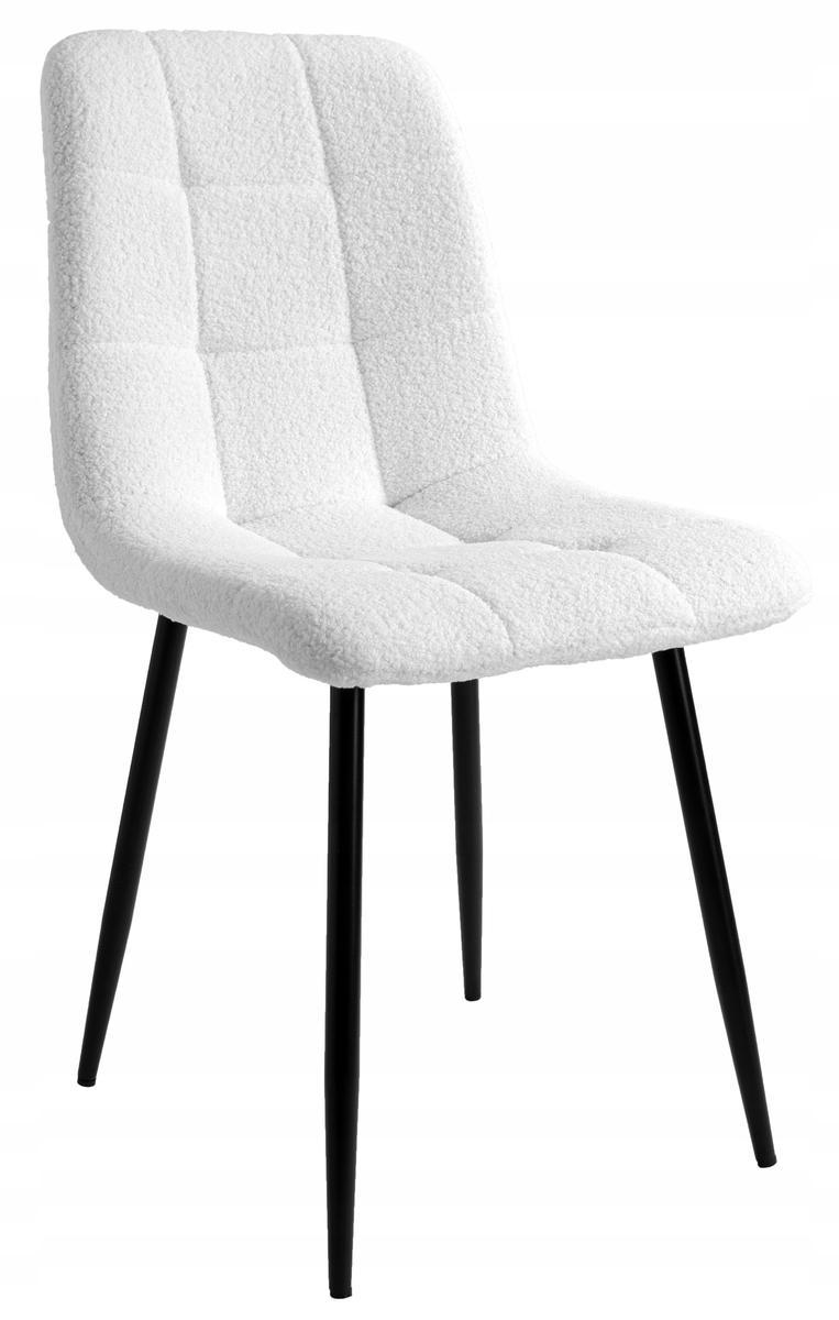 Krzesło boucle DENVER teddy 44x86x55 białe czarne nóżki do jadalni lub salonu  nr. 2
