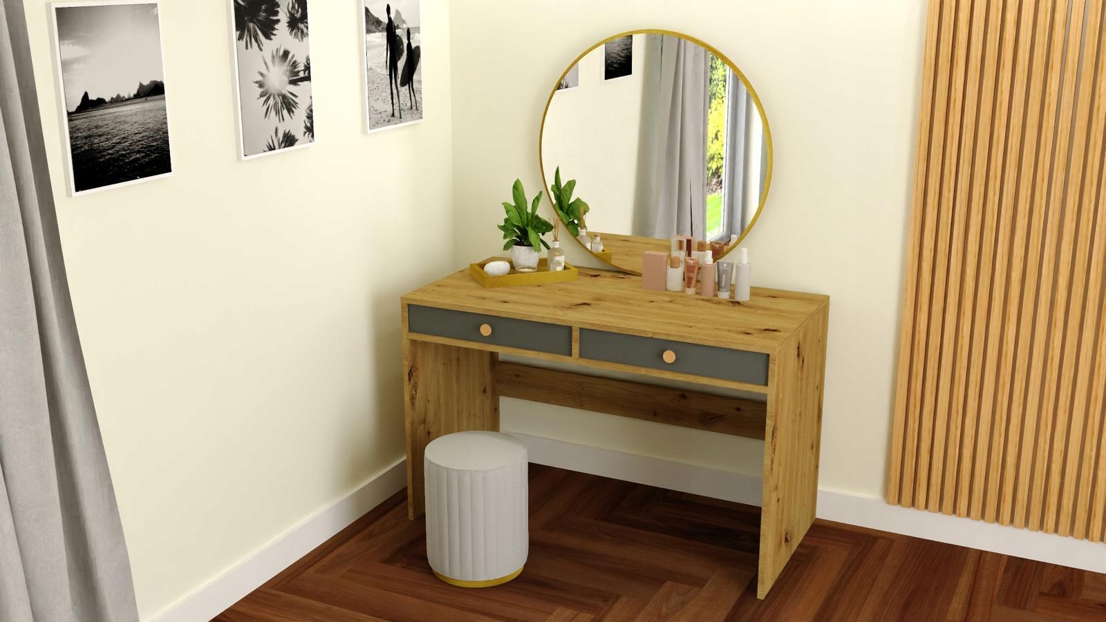 Toaletka biurko MONODIS 120x75x60 cm do sypialni dąb artisan front szary nr. 3