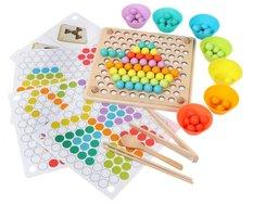Układanka edukacyjna dla dzieci drewniana mozaika z kulek kolorowe montessori 77 elementów 24x5x23cm - Miniaturka zdjęcia nr 1