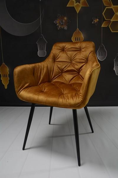Krzesło Houston 57x85x59 cm pikowane tapicerowane welur koniak nogi czarne nr. 5
