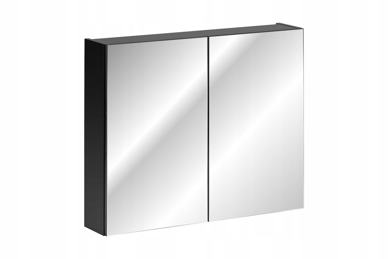 Szafka z lustrem 80 cm czarna gniazdko wewnętrzne 2 drzwi do łazienki  0 Full Screen