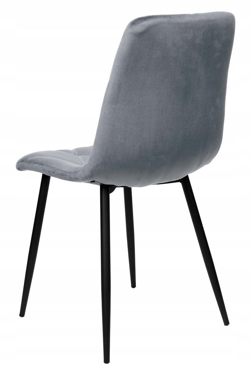 Krzesło welurowe tapicerowane 44x88x56 cm Madison Velvet szare czarne nóżki do jadalni lub salonu  4 Full Screen
