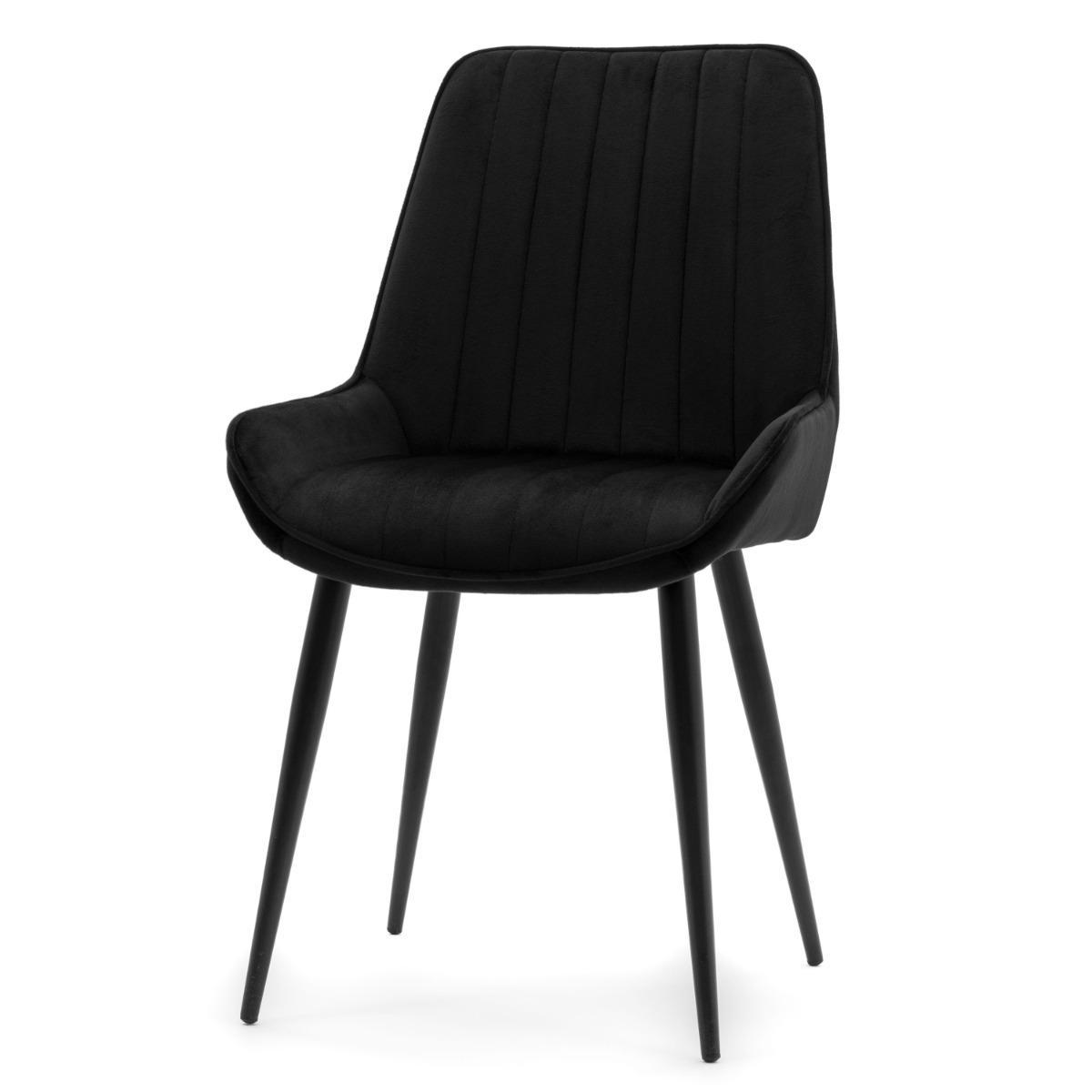 Krzesło LUCA czarne tapicerowane welurem czarne nóżki do jadalni lub salonu 2 Full Screen