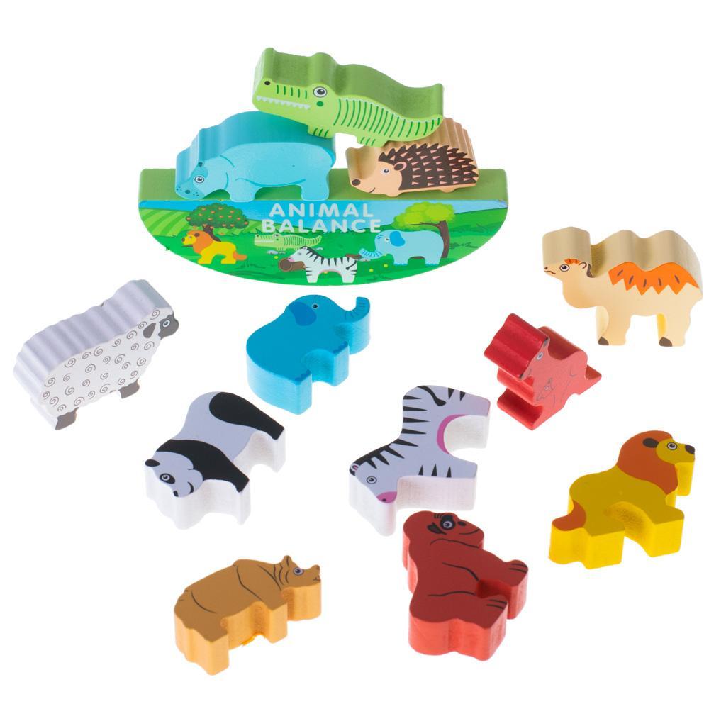 Gra zręcznościowa montessori układanka balansująca klocki zwierzątka drewniane dla dzieci 31x16x3 cm nr. 4