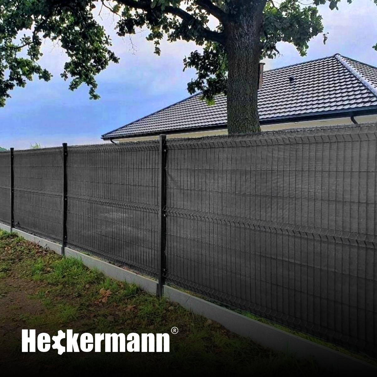 Siatka cieniująca maskująca na płot 90% 1,5x10m Heckermann - Szara + Opaski 100szt 4 Full Screen