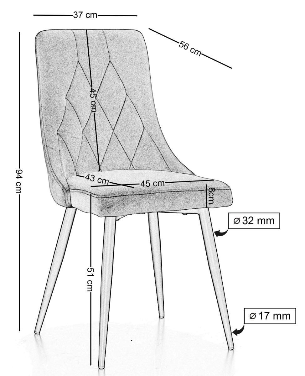 Krzesło CAREN szare tapicerowane welurem aksamit velvet do jadalni nr. 9