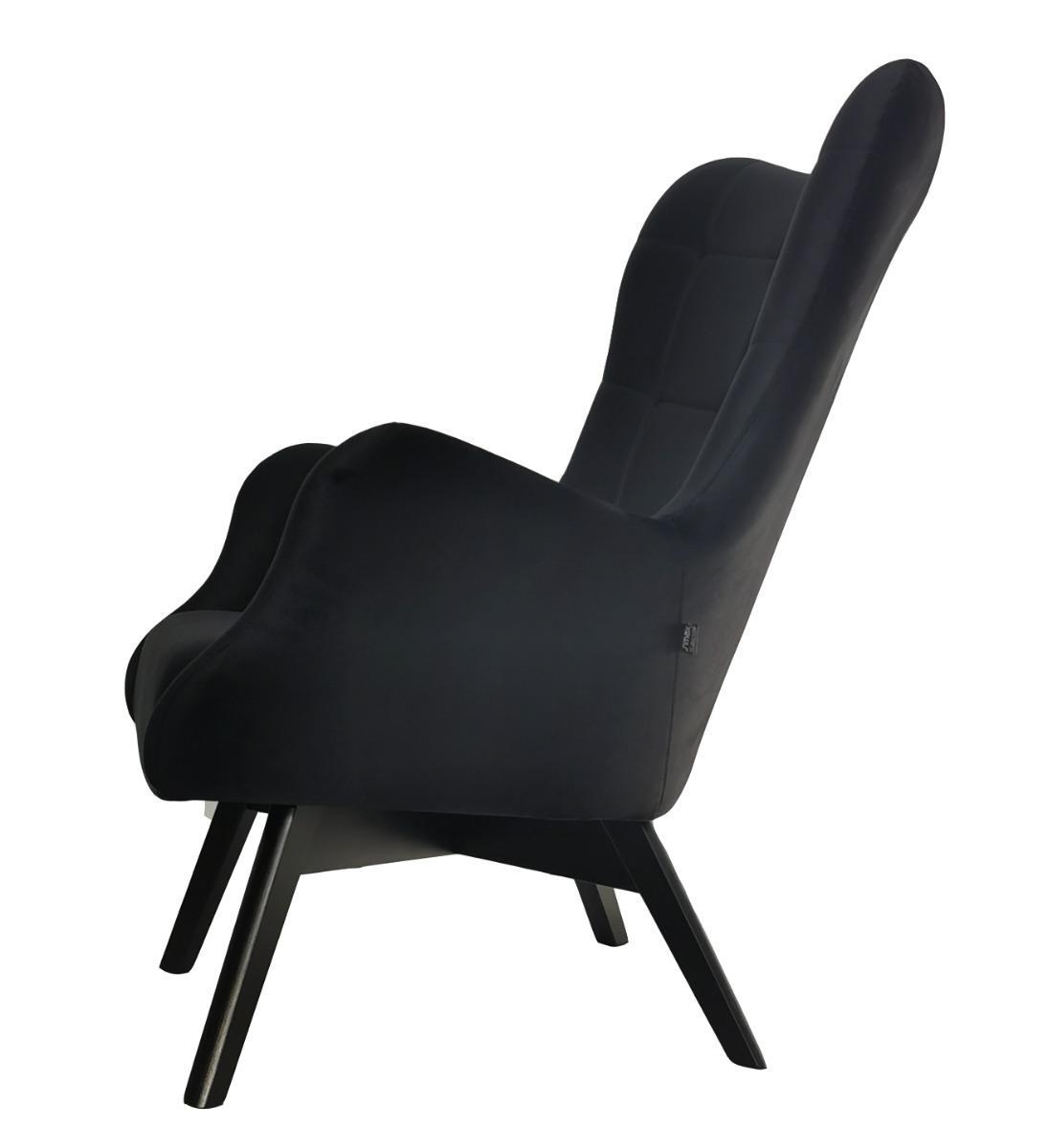 Fotel skandynawski ETERNO 77x102x87 cm czarny z czarnymi nogami do salonu  nr. 2