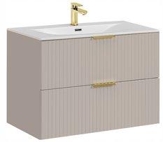 Szafka łazienkowa z umywalką 80 cm wisząca ryflowane szuflady x2 ADEL kaszmir - Miniaturka zdjęcia nr 1