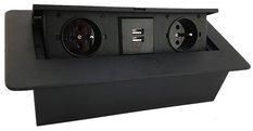 Biurko gamingowe narożne czarne LOFT metalowe nogi LED RGB przepust USB dla gracza 180x60x71cm - Miniaturka zdjęcia nr 9