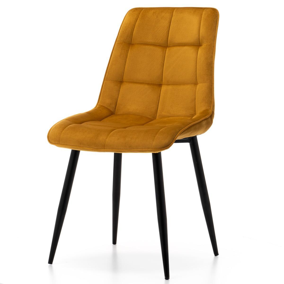 Krzesło CHIC curry tapicerowane welurowe aksamit do jadalni lub salonu  3 Full Screen