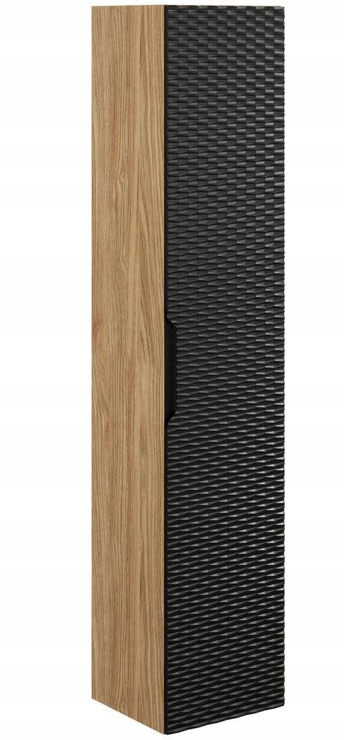 Słupek Łazienkowy 35x170x33 cm czarny wysoki 1 drzwi front 3D MDF wiszący do łazienki  nr. 1