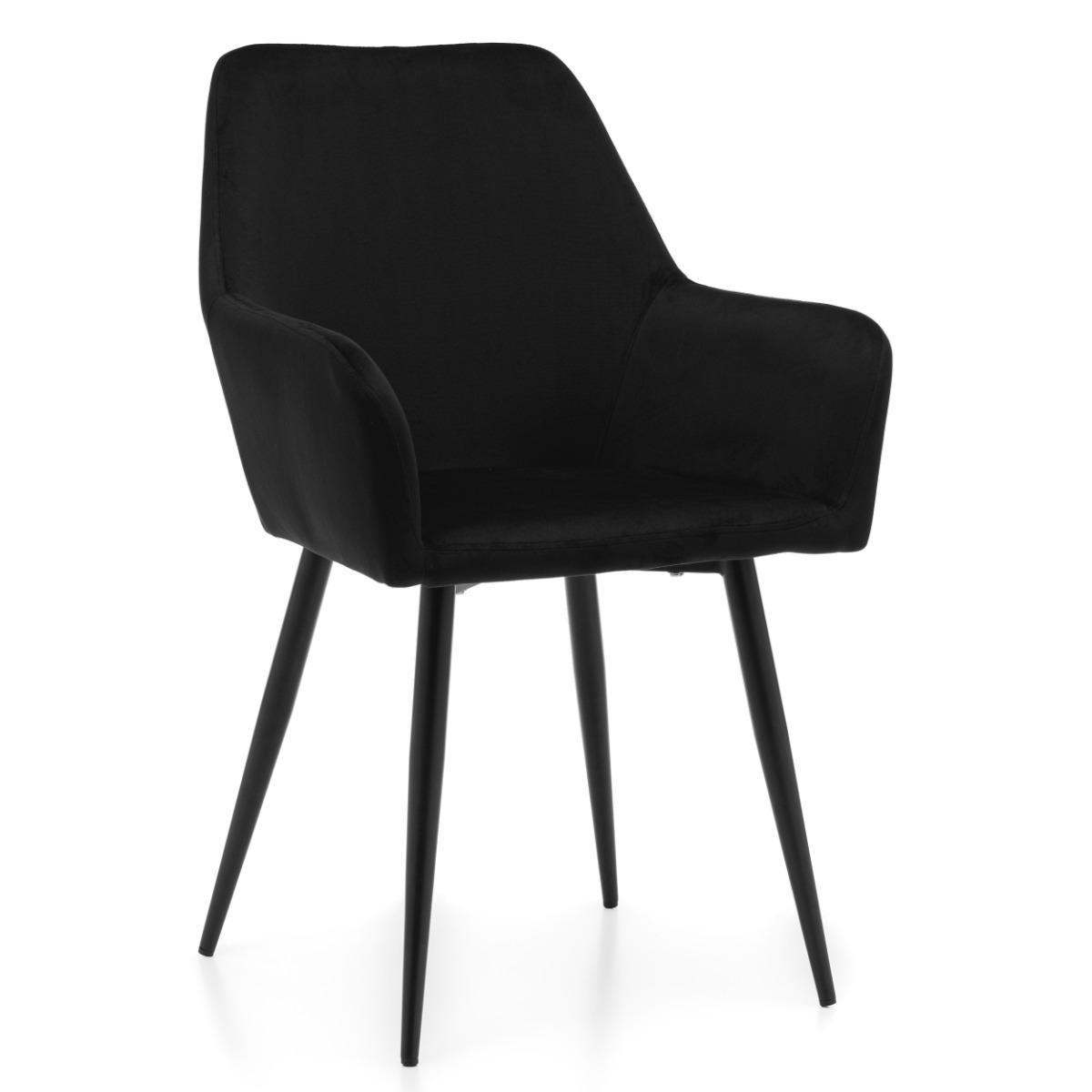 Krzesło IVO 55x88x54 cm tapicerowane welurem pikowane do jadalni lub salonu czarne nr. 1