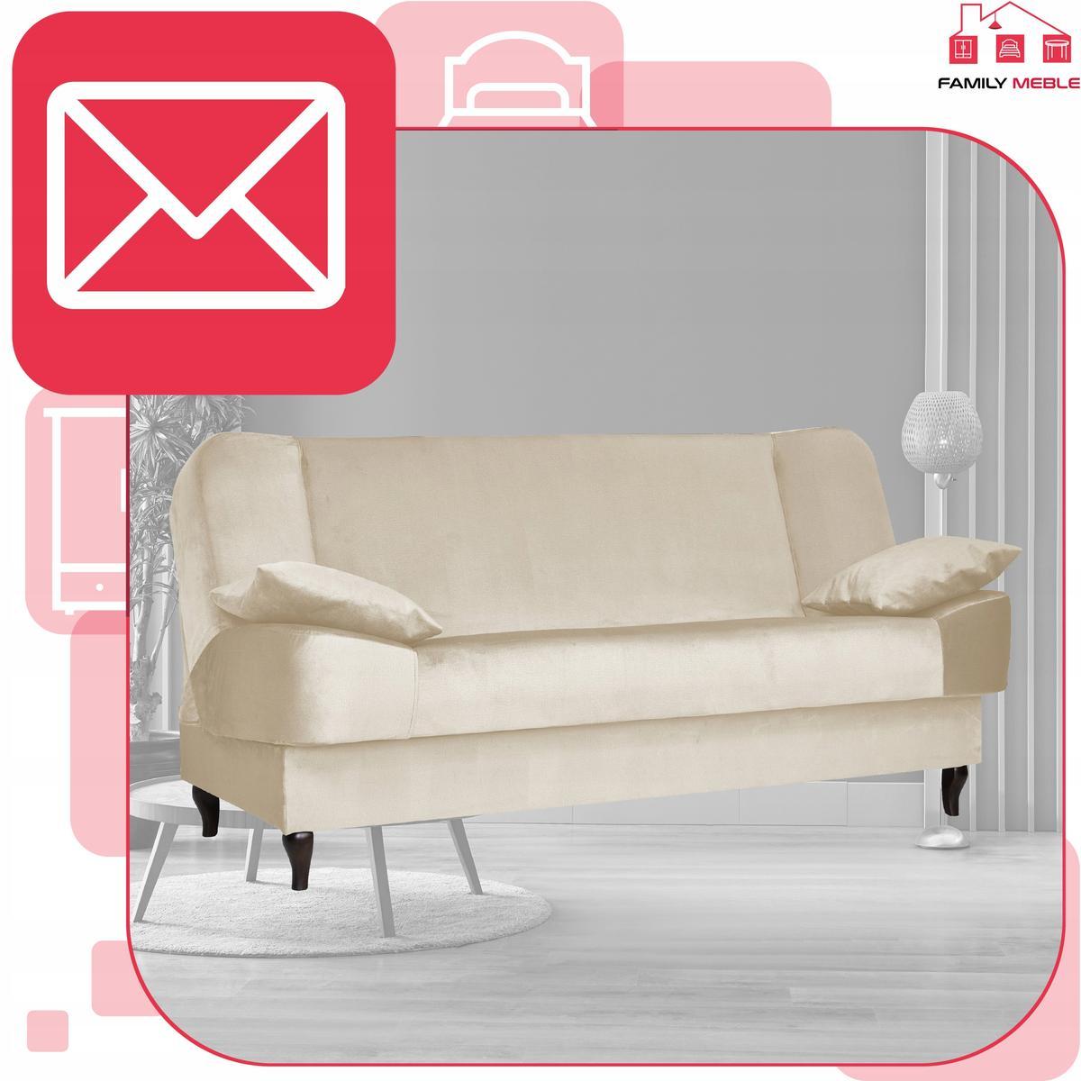Wersalka SARA 200x95 cm kremowa rozkładana kanapa z pojemnikiem sofa do salonu Monolith nr. 3