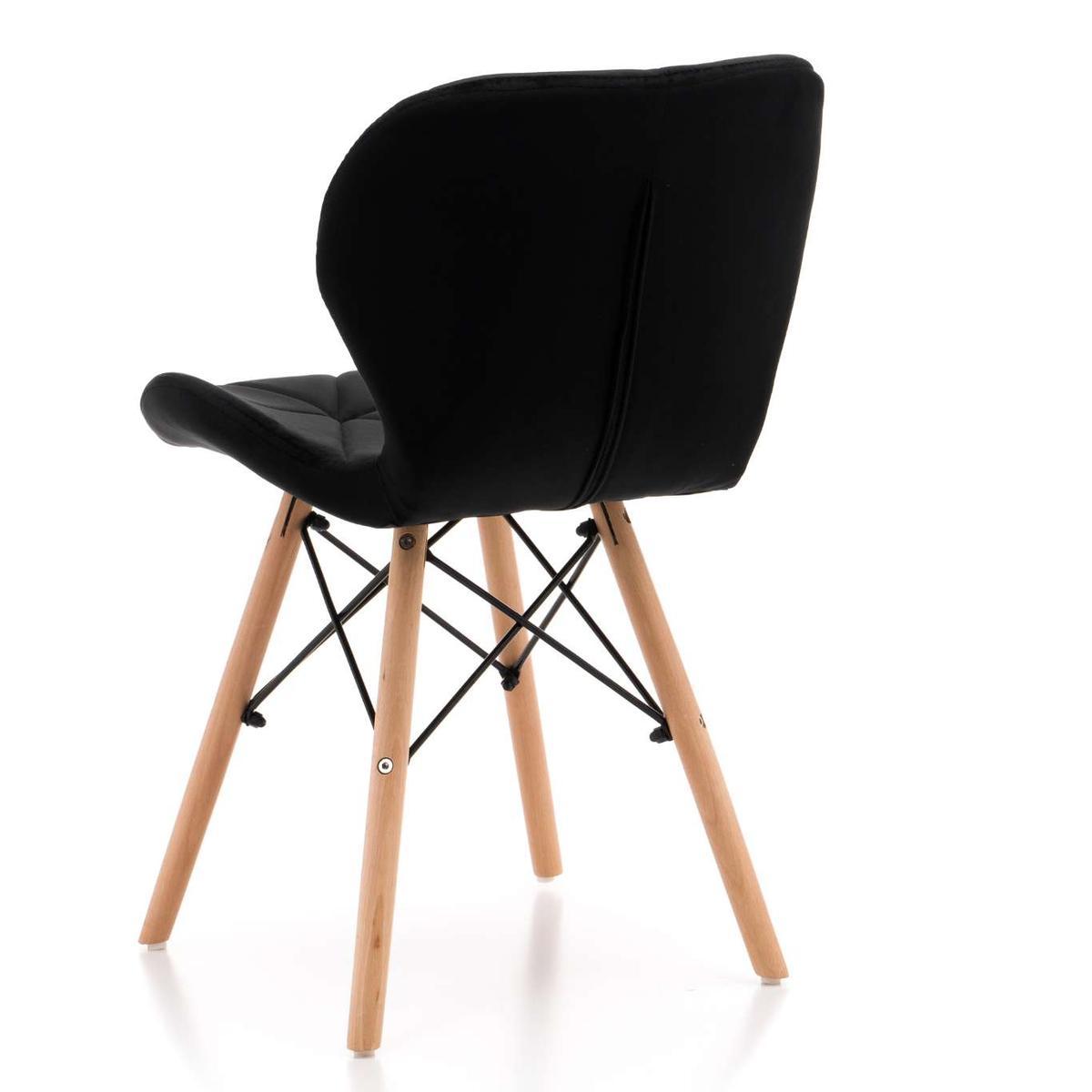 Krzesło DURO czarne tapicerowane welurem pikowane do jadalni lub salonu  nr. 7