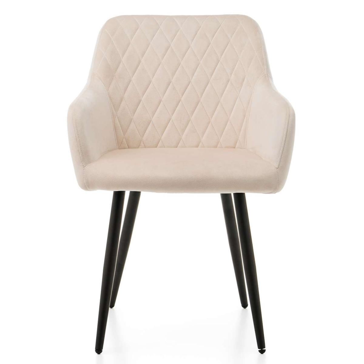 Krzesło TODI beżowe pikowane welurowe tapicerowane do jadalni lub salonu nr. 2