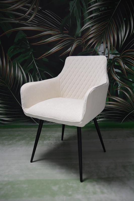 Fotel LIZBONA krzesło 57x84x59 cm do jadalni salonu sztruks biały nogi czarne nr. 4