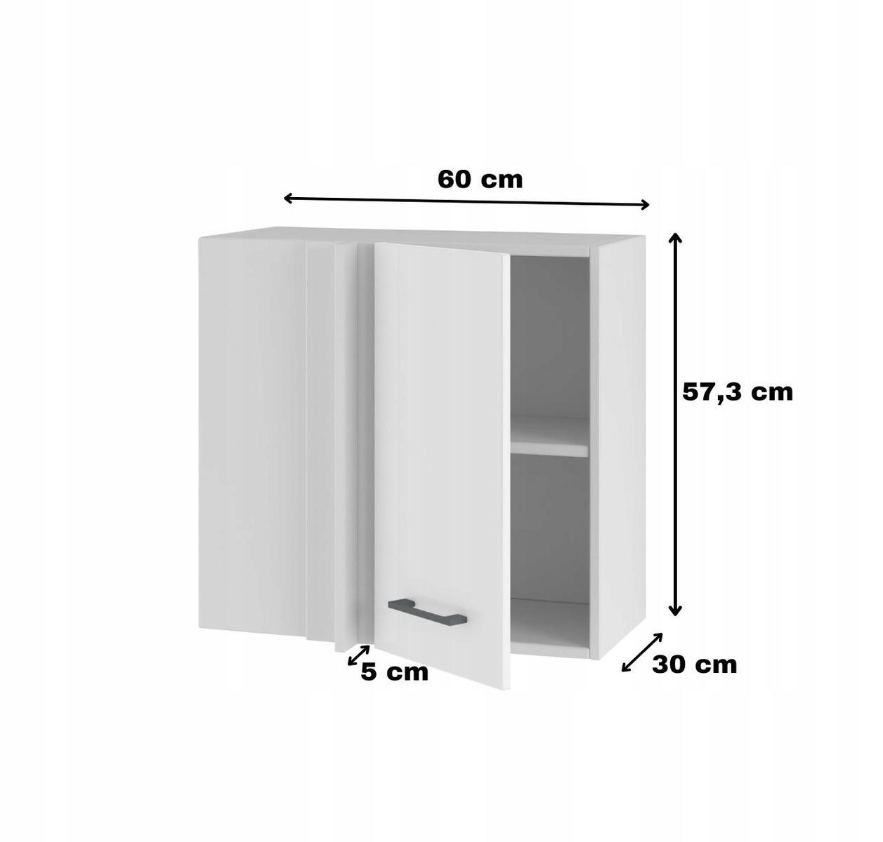 Szafka kuchenna górna narożna 60x57x35 cm biały akryl połysk do zestawów  nr. 2