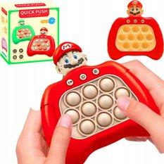 Gra elektroniczna zręcznościowa POP IT konsola push Super Mario push bubble czerwony