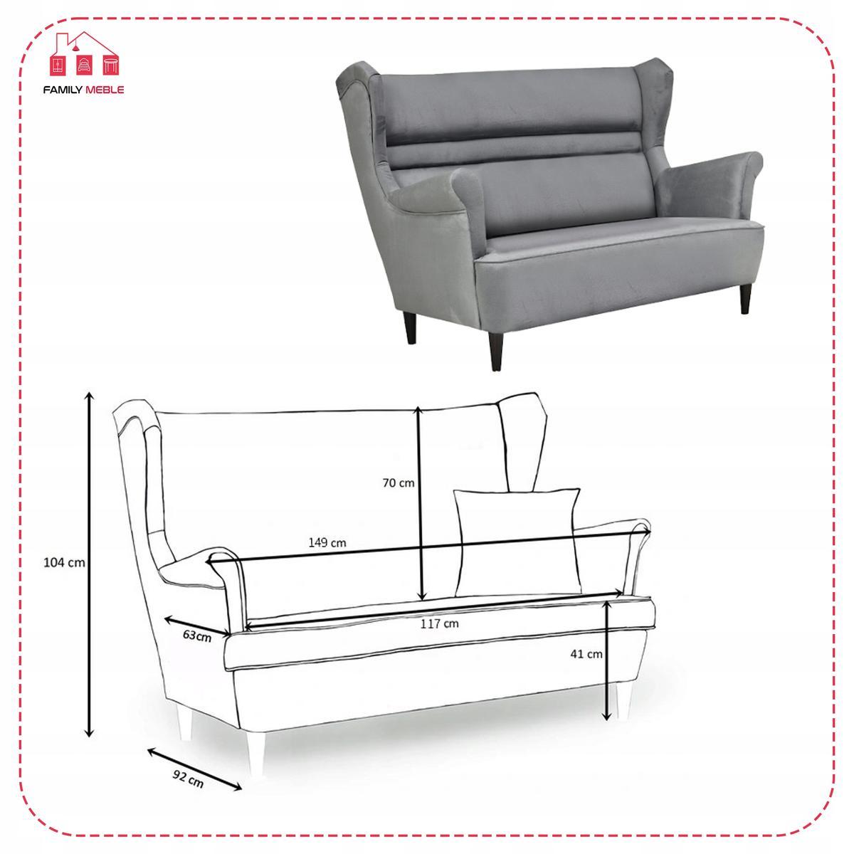 Zestaw wypoczynkowy ZOJA sofa + 2 fotele szare do salonu  4 Full Screen