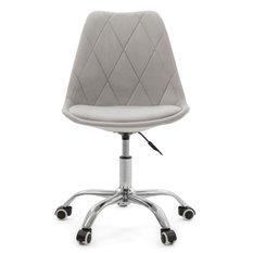 Krzesło do biurka DUBLIN biurowe krzesło obrotowe welurowe z poduszka do pokoju biura jasnoszare - Miniaturka zdjęcia nr 2