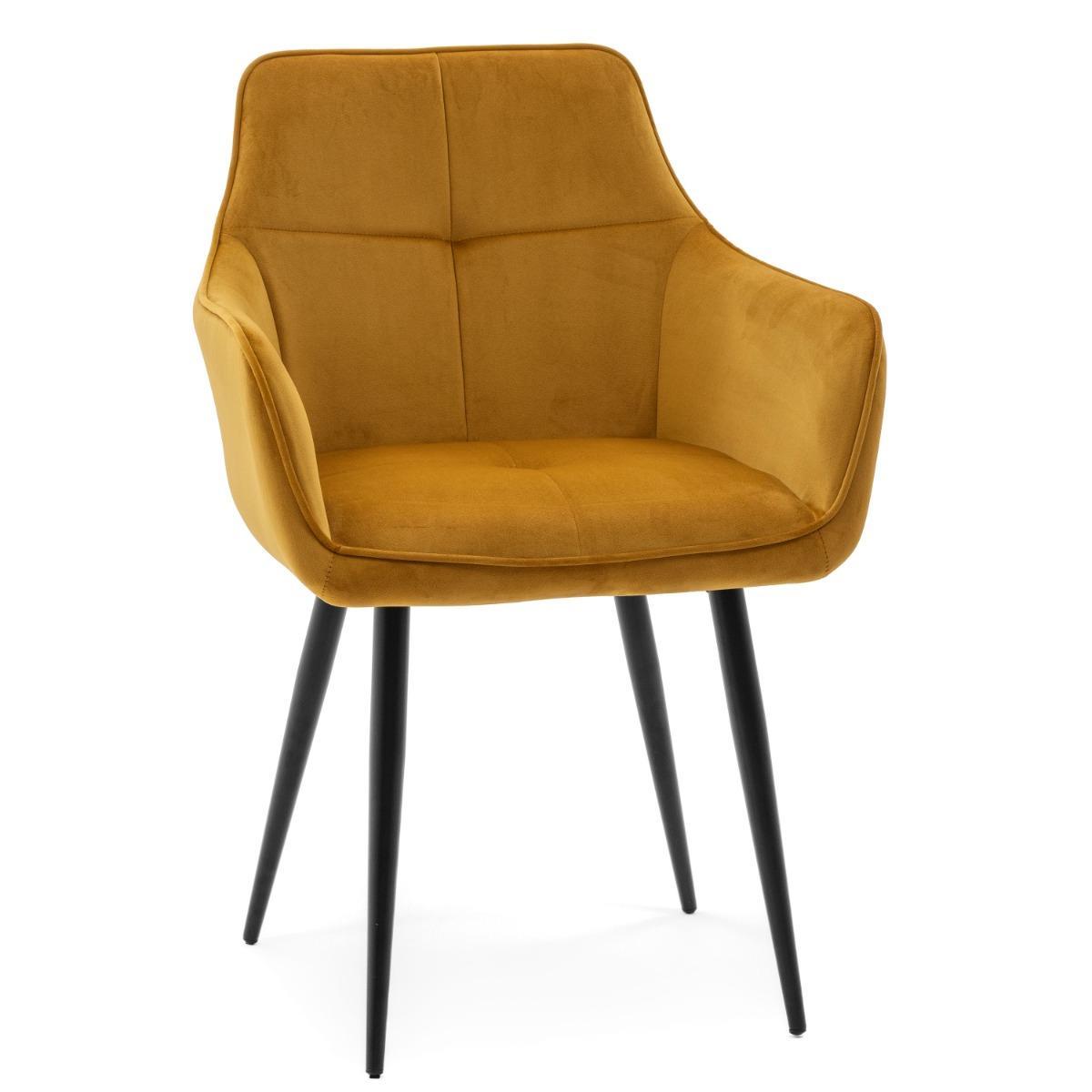 Krzesło QUATTRO w kolorze curry tapicerowane welurowe velvet aksamit do jadalni lub salonu  3 Full Screen