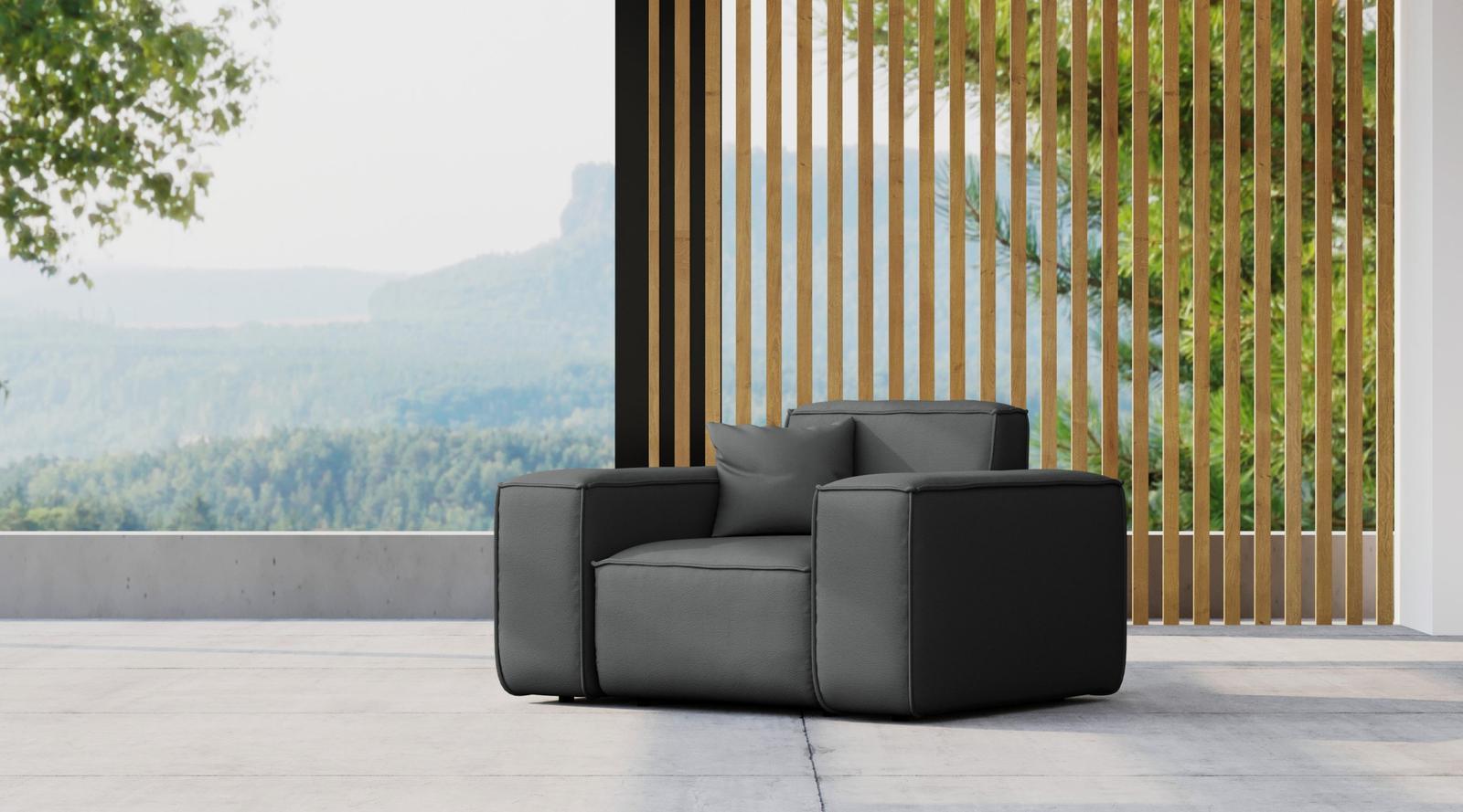 Sofa ogrodowa MALIBU 121x73x88 cm wodoodporna UV 1-os + 2 poduszki do ogrodu antracyt nr. 2