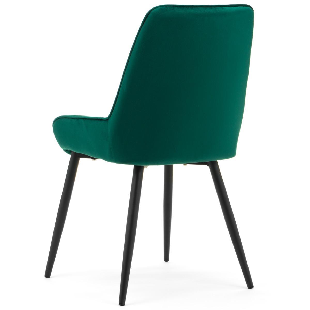 Krzesło LUCA zielone tapicerowane welurem czarne nóżki do jadalni lub salonu 5 Full Screen