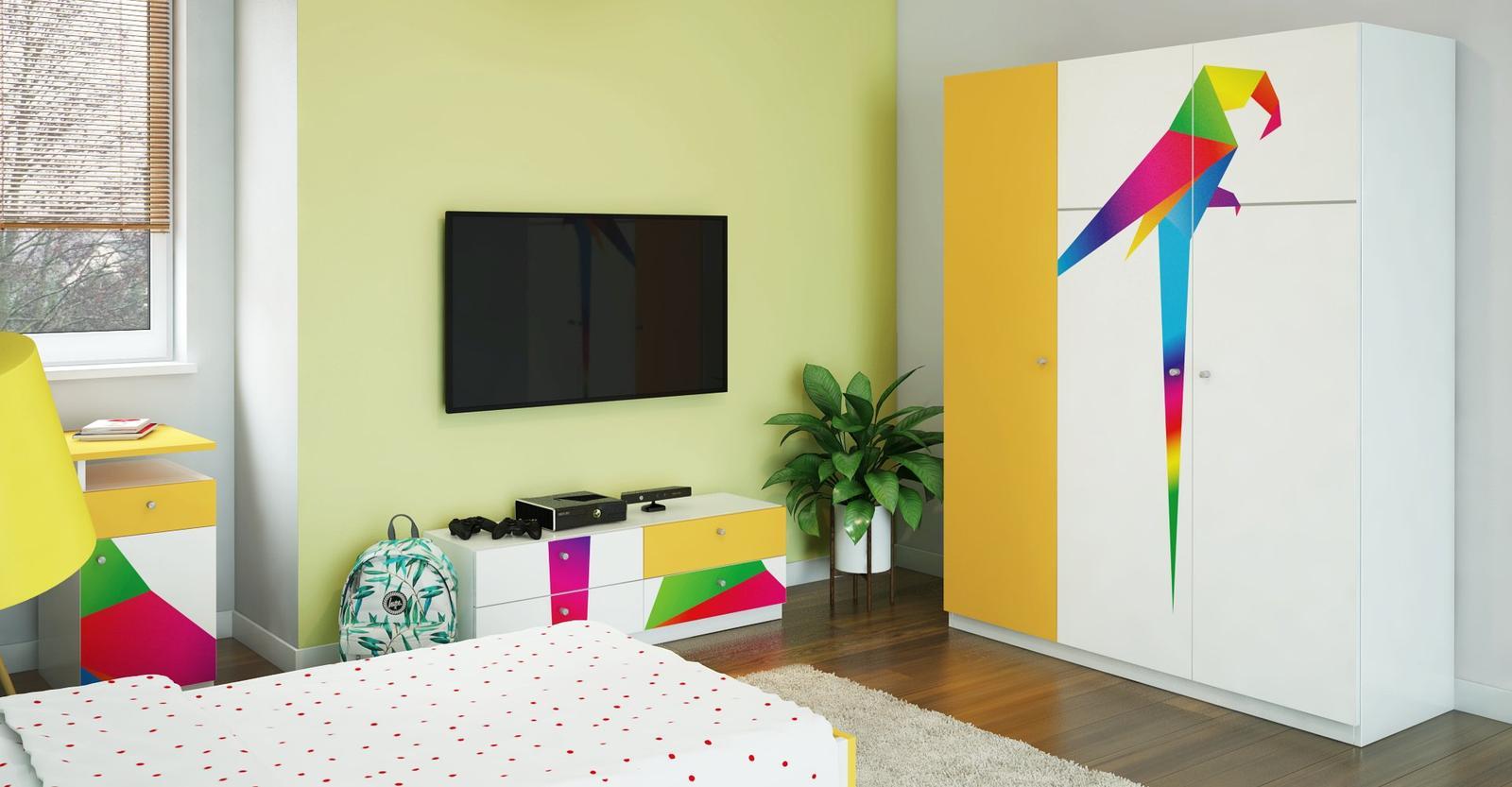 Biurko ARA 120x74 cm białe młodzieżowe z kolorową grafiką dla dziecka 3 Full Screen