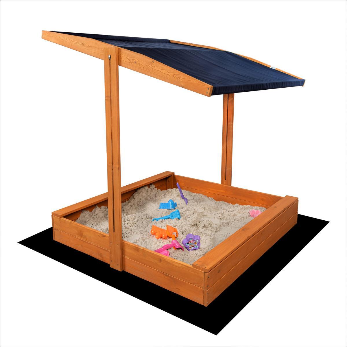 Piaskownica z daszkiem 120x20x120 cm składana z ławeczkami drewniana impregnowana do ogrodu dla dzieci  4 Full Screen