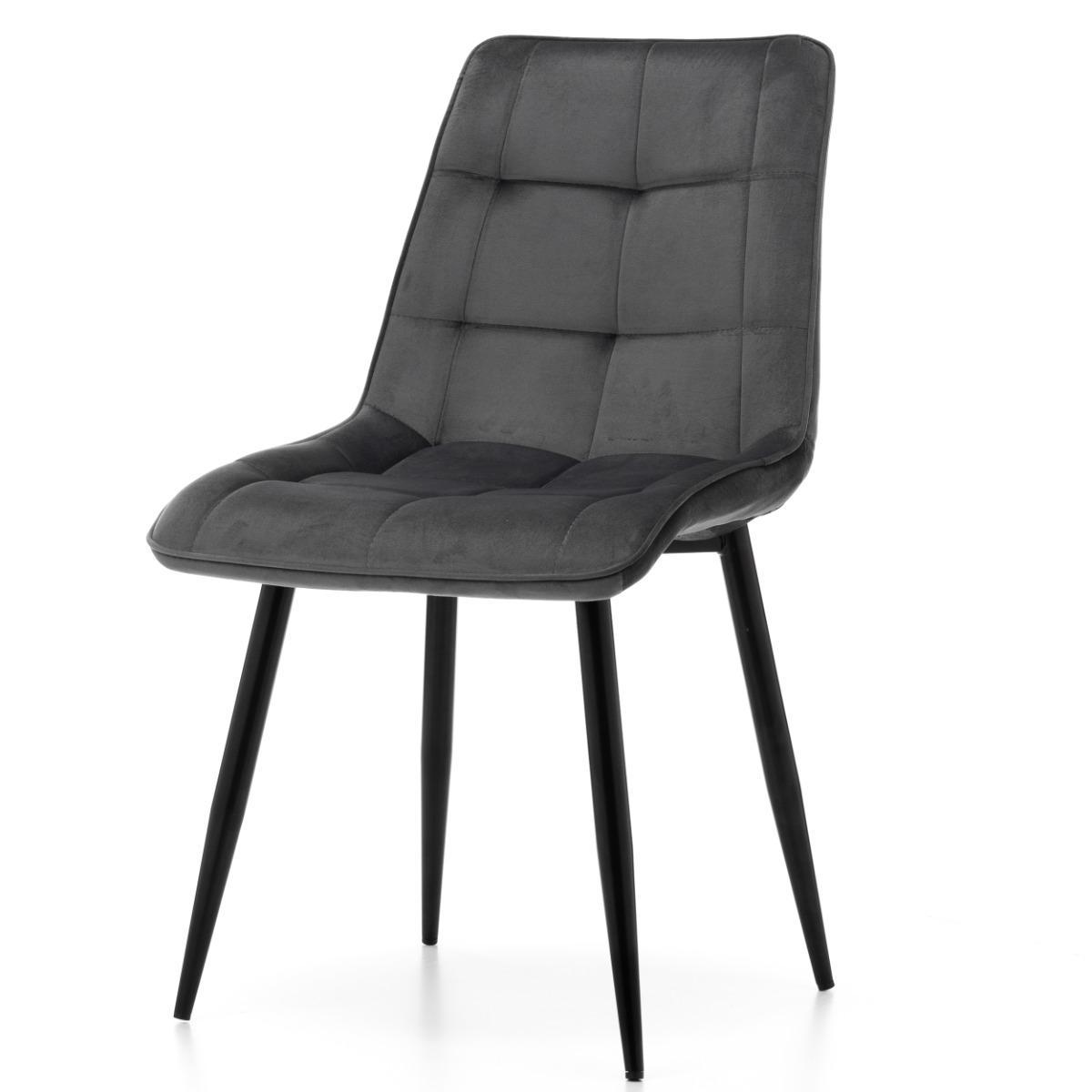 Krzesło CHIC szare tapicerowane welurowe aksamit do jadalni lub salonu  3 Full Screen