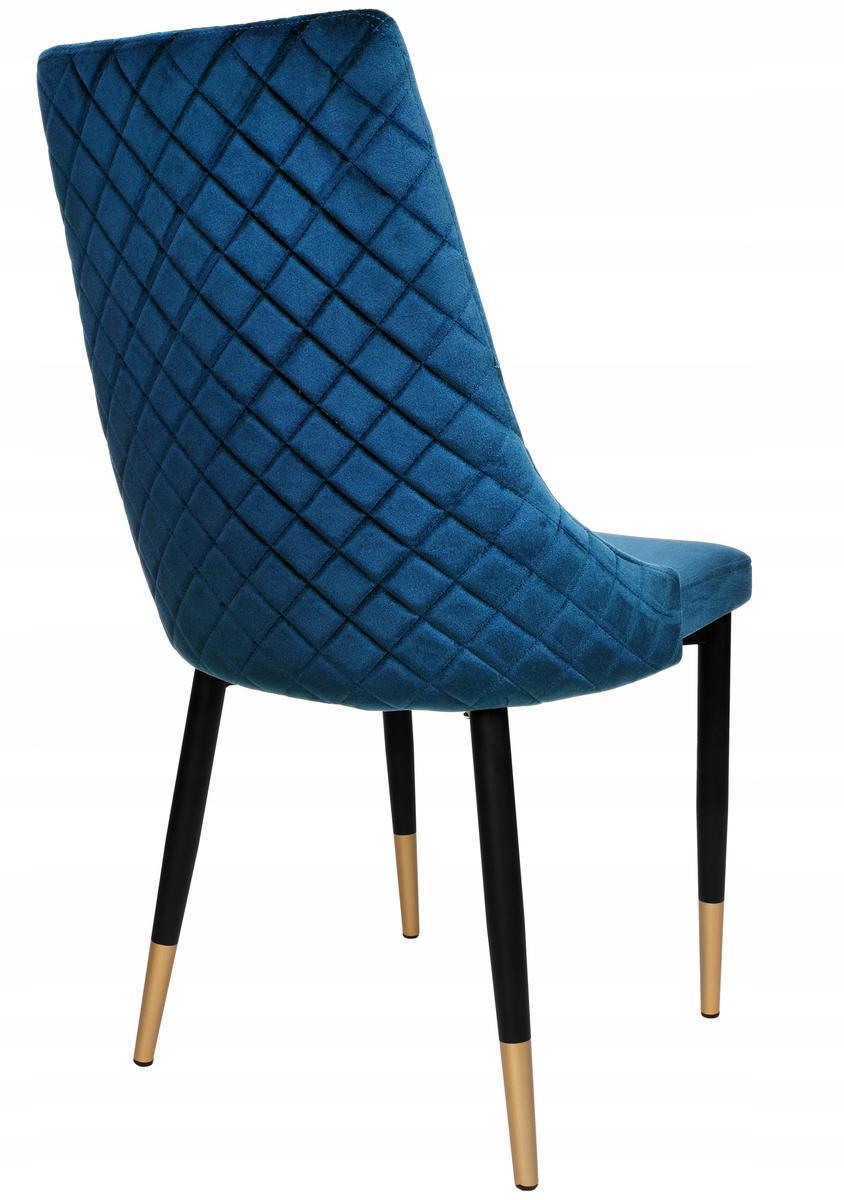 Krzesło tapicerowane Dexter Velvet 48x93x58 cm granatowy na czarnych nóżkach do jadalni lub salonu  5 Full Screen