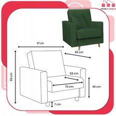 Zestaw wypoczynkowy Rene kanapa i fotele zielone - Miniaturka zdjęcia nr 8