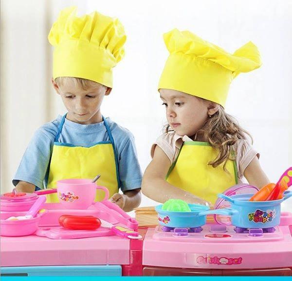 Kuchnia podwójna multifunkcyjna 78x60x27 cm kuchenka dla dzieci piekarnik lodówka różowa  6 Full Screen