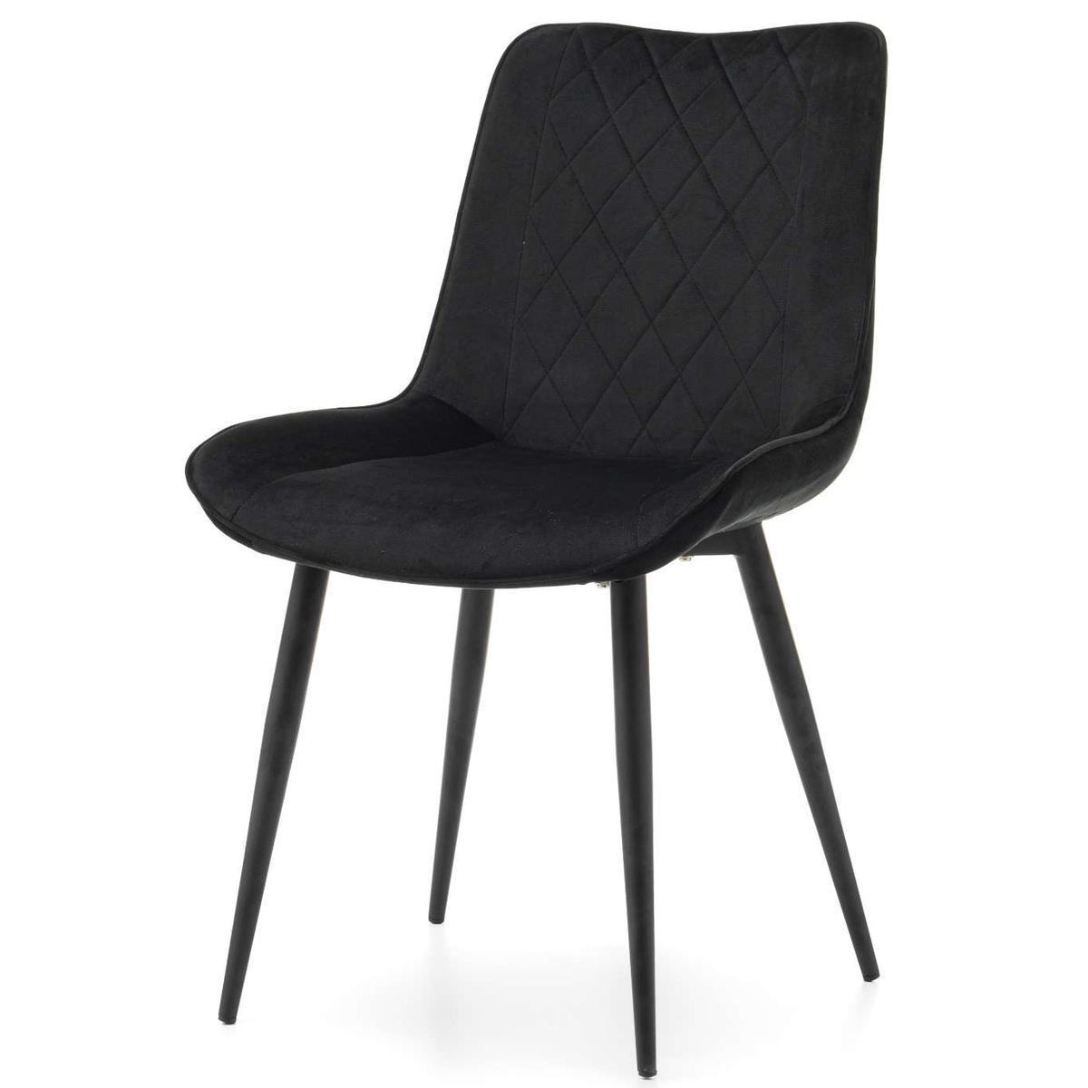 Krzesło ALED czarne tapicerowane welurem pikowane do jadalni lub salonu  nr. 4